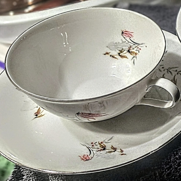 Vintage Royal Dutchess Mountain Bell Bavarian China footed cup & 6" B&B plates - Picture 3 of 8